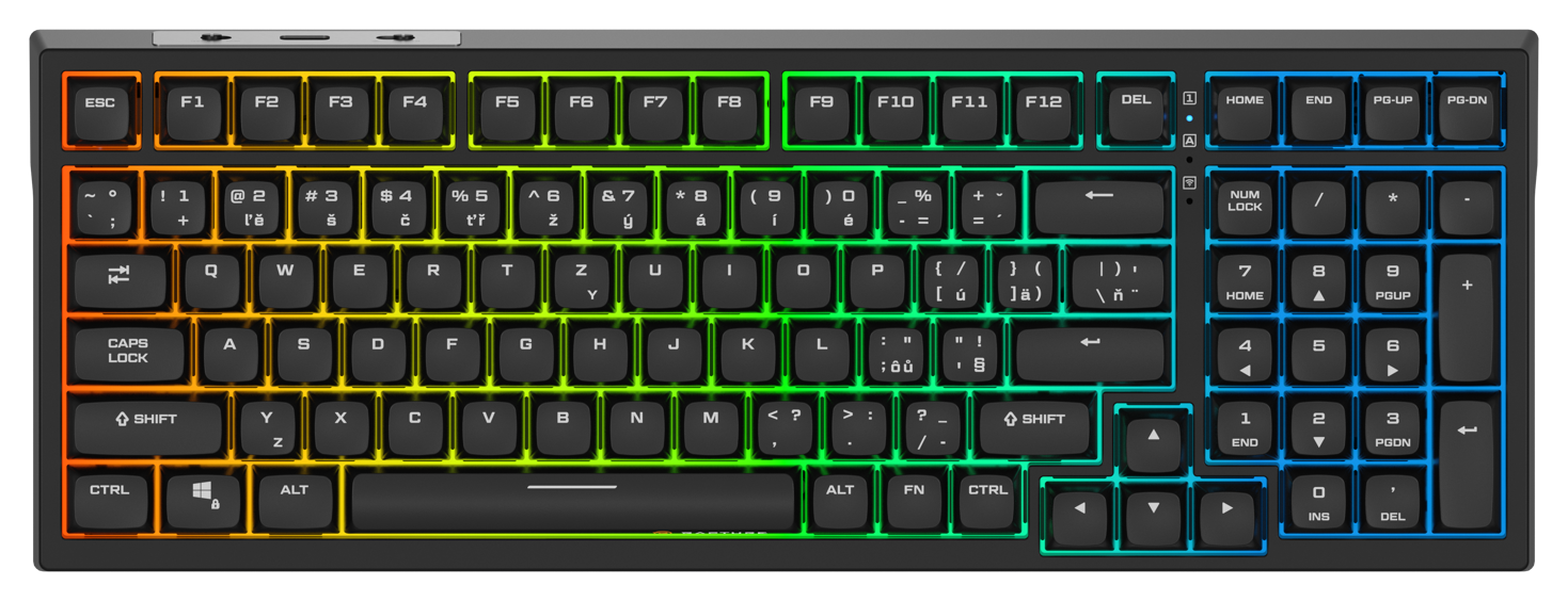 Herní klávesnice Rapture FOXTROT ULTIMATE, Gateron Silent Red, černá - CZ/SK