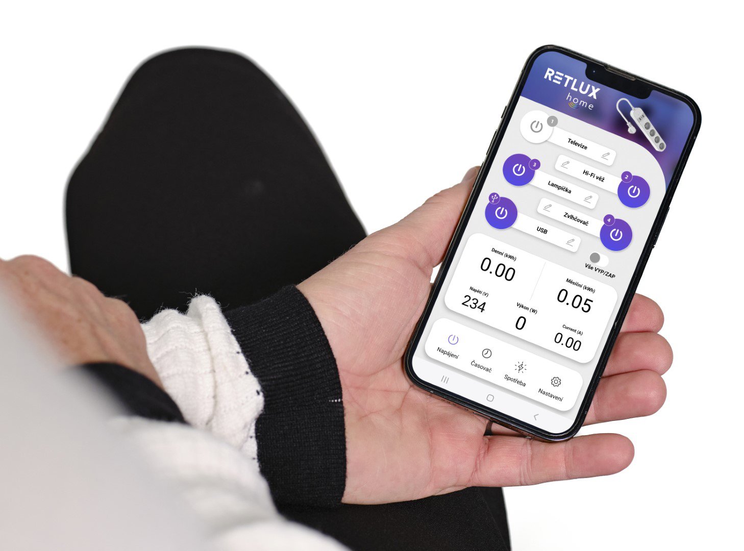 Smart-Steckdose RETLUX RSH 202 Wi-Fi SMART Verlängerungskabel FR16A