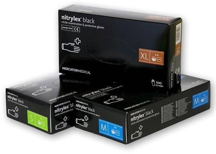 Zdravotnické rukavice MERCATOR MEDICAL Nitrylex Black černé, 100 ks, vel. L