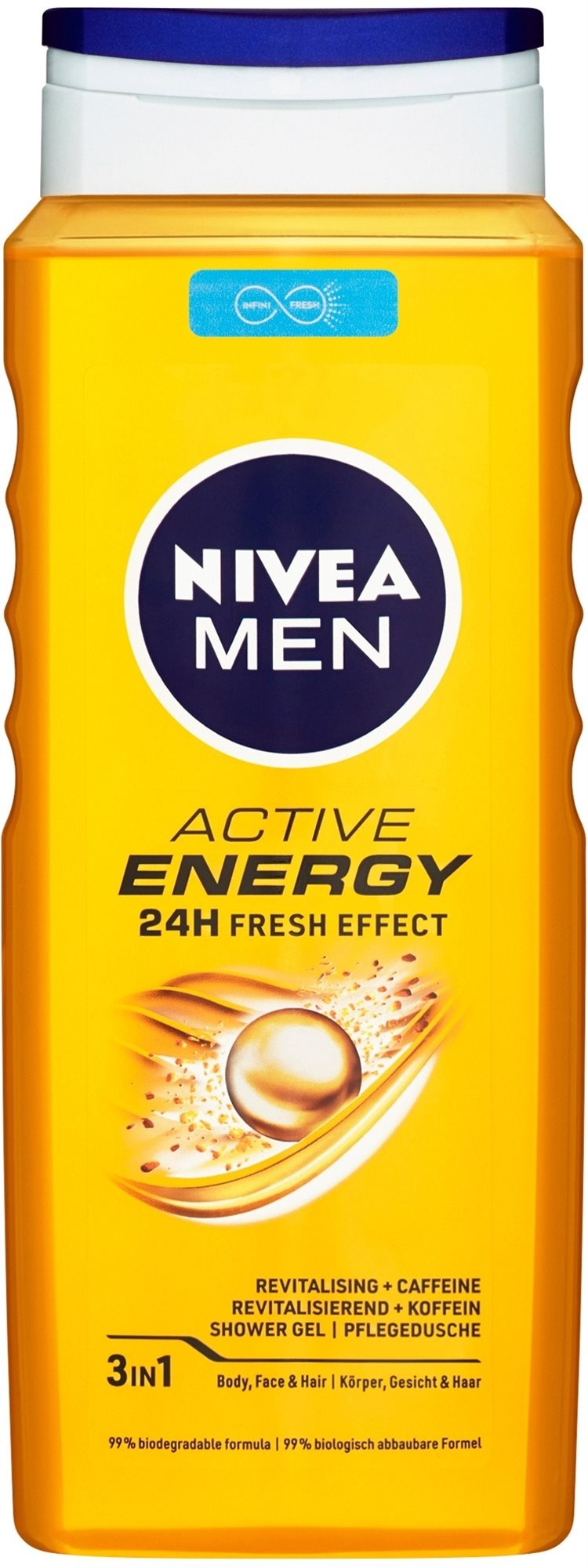 Sprchový gel NIVEA MEN Active Energy je určen na tělo, tvář a vlasy
