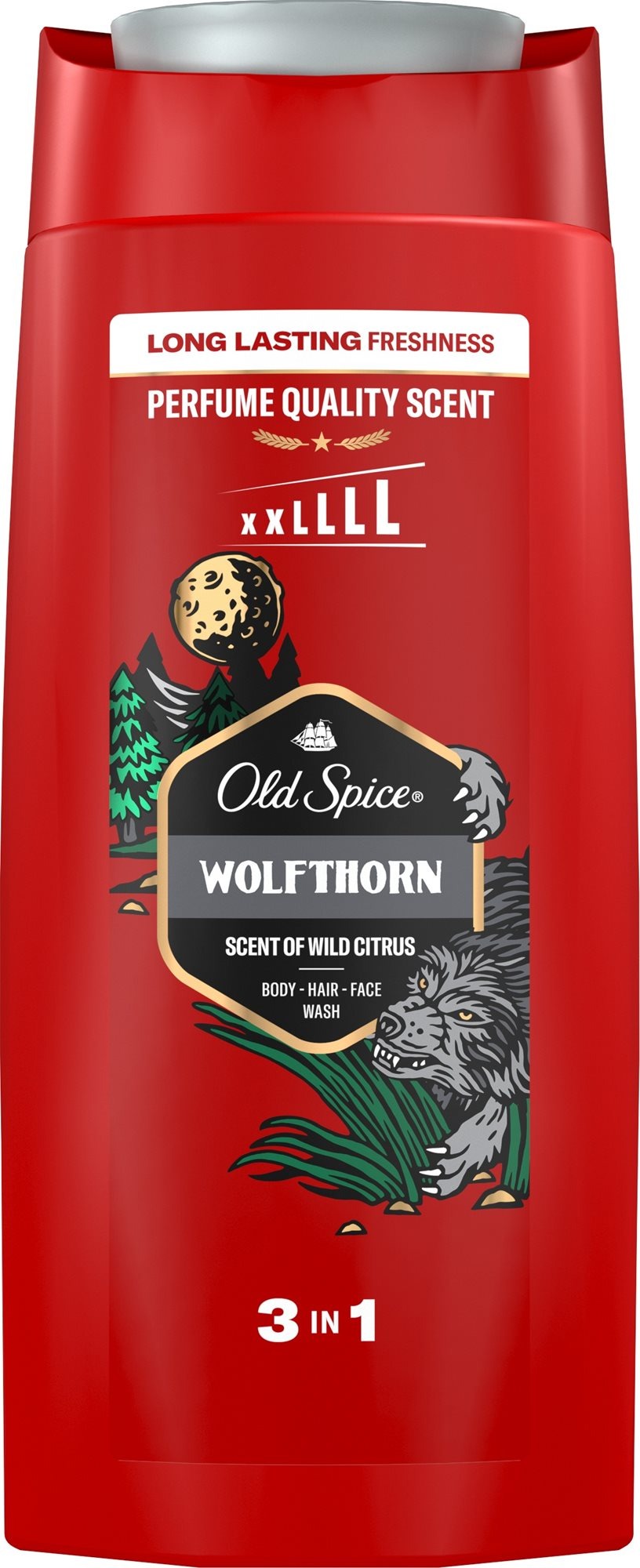Sprchový gel Old spice Wolfthorn je určen na tělo, tvář i vlasy