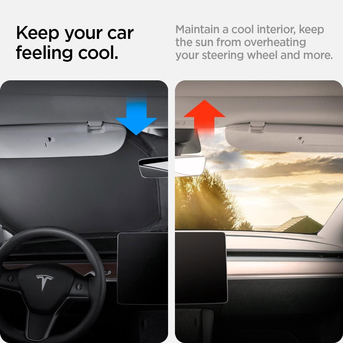 Windshield screen protector Spigen Tesla CryoShade Front Windshield Sunshade Model Y/3