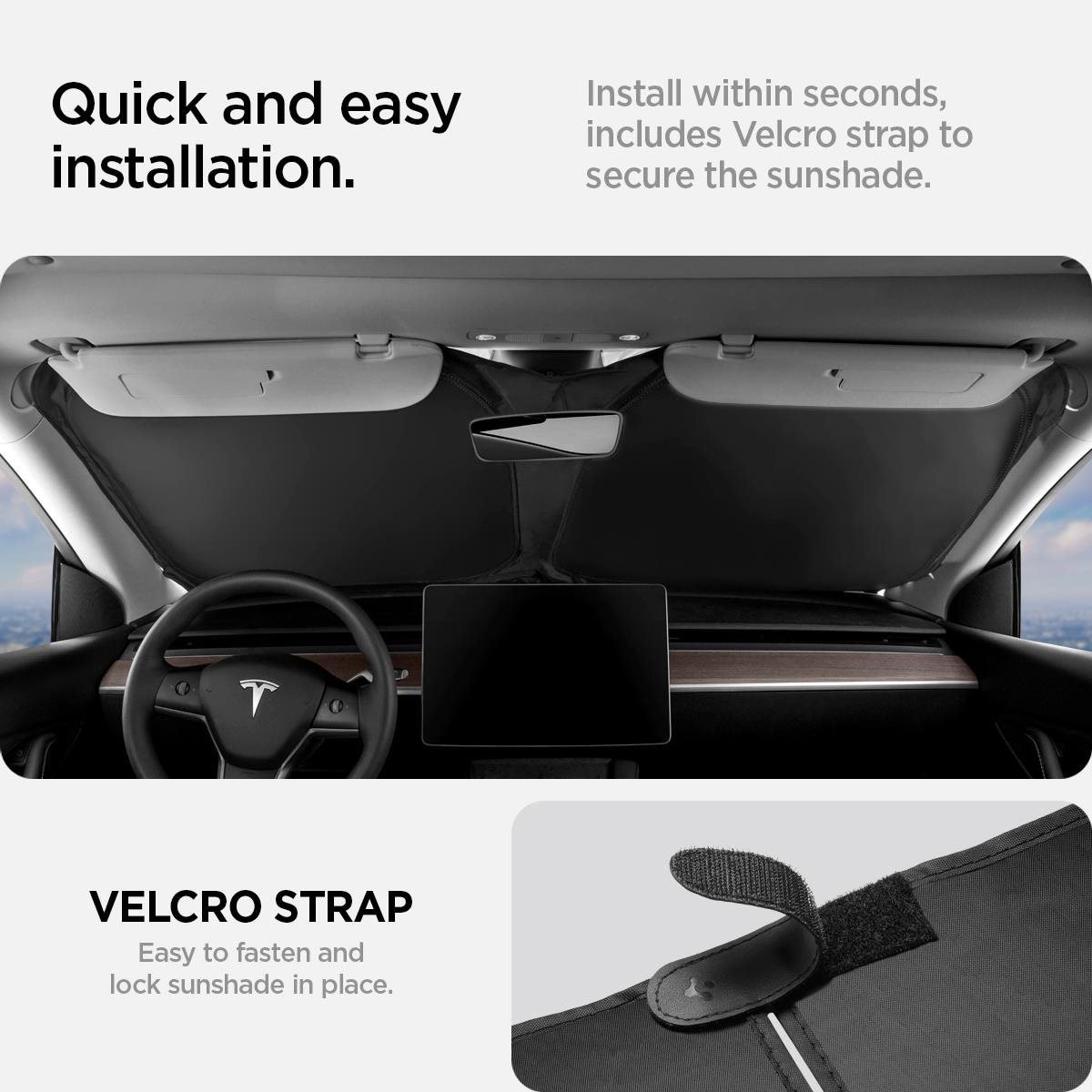 Windshield screen protector Spigen Tesla CryoShade Front Windshield Sunshade Model Y/3