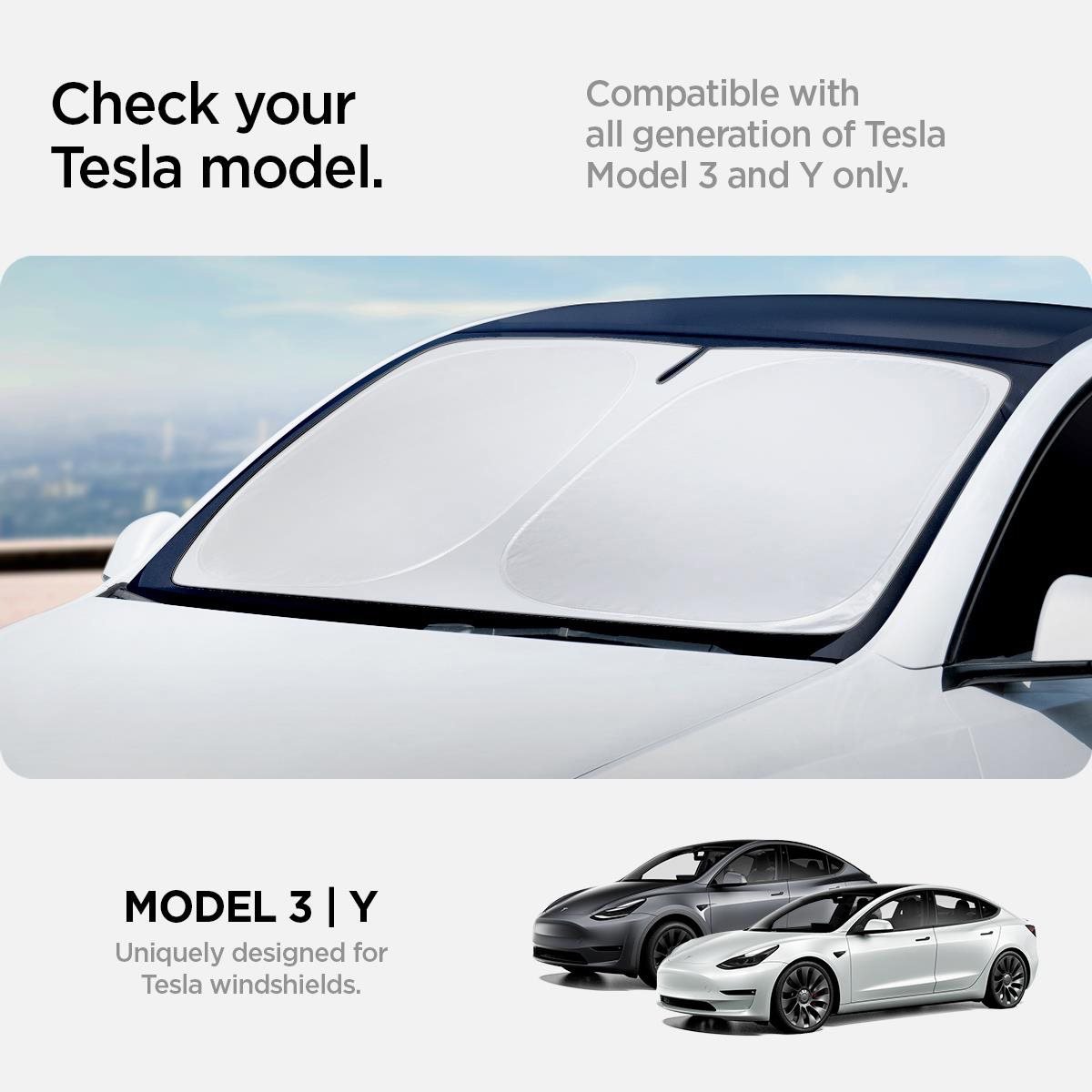 Windshield screen protector Spigen Tesla CryoShade Front Windshield Sunshade Model Y/3