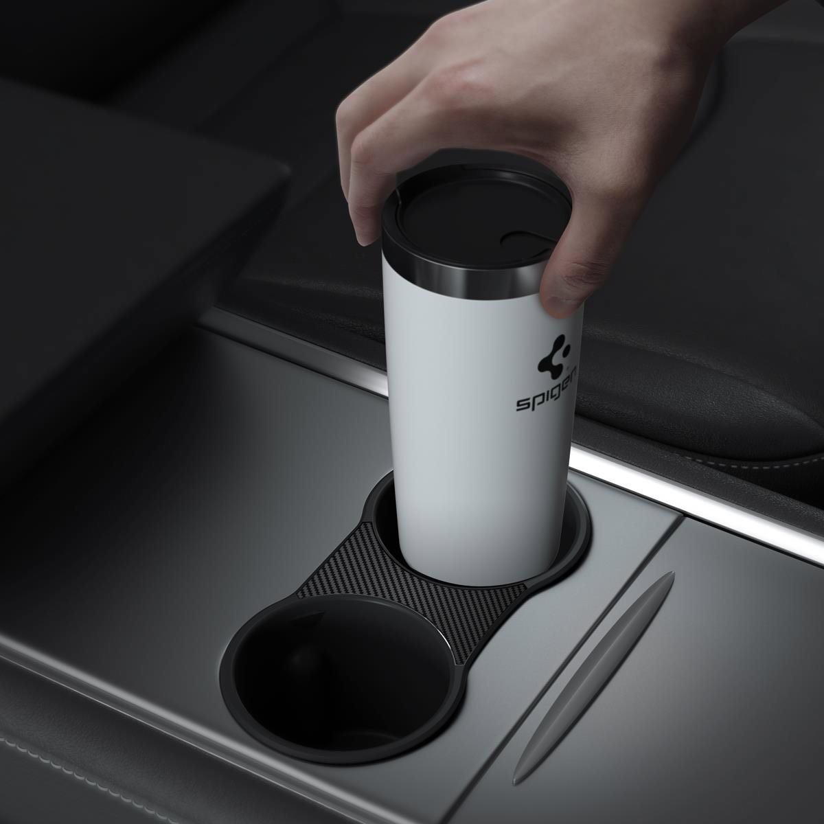 Spigen Tesla Center Console Cup Holder Insert (2021/2022) Black Model Y/3