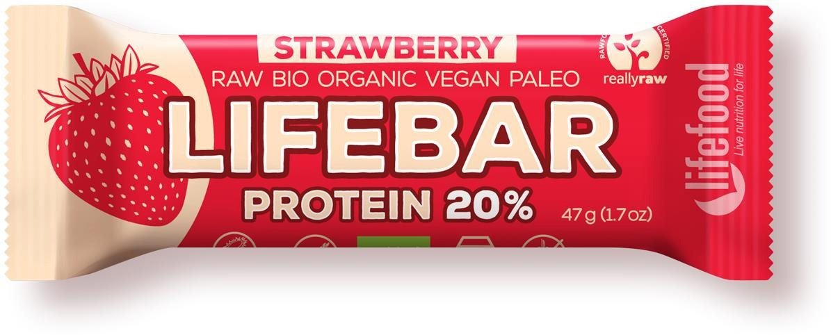 Lifefood Lifebar Protein RAW BIO 47 g, strawberry