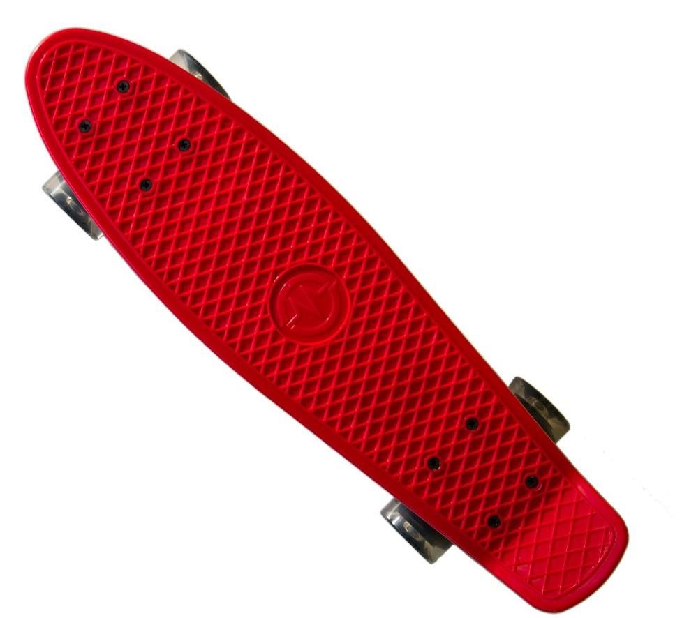 Master Penny Board Plastik 22" se svítícími kolečky, červený