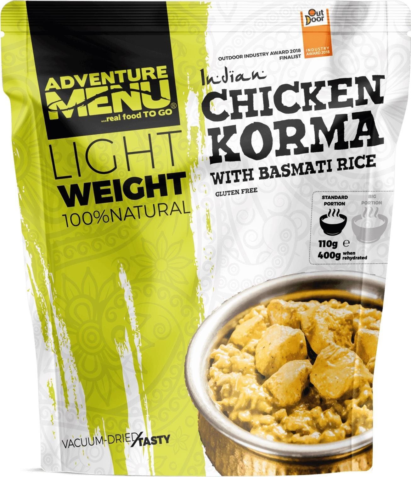 MRE Adventure Menu - Chicken Korma with basmati rice