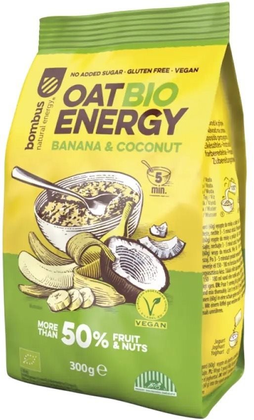 Oat porridge BOMBUS oat BIO energy 300 g, Banana&Coconut