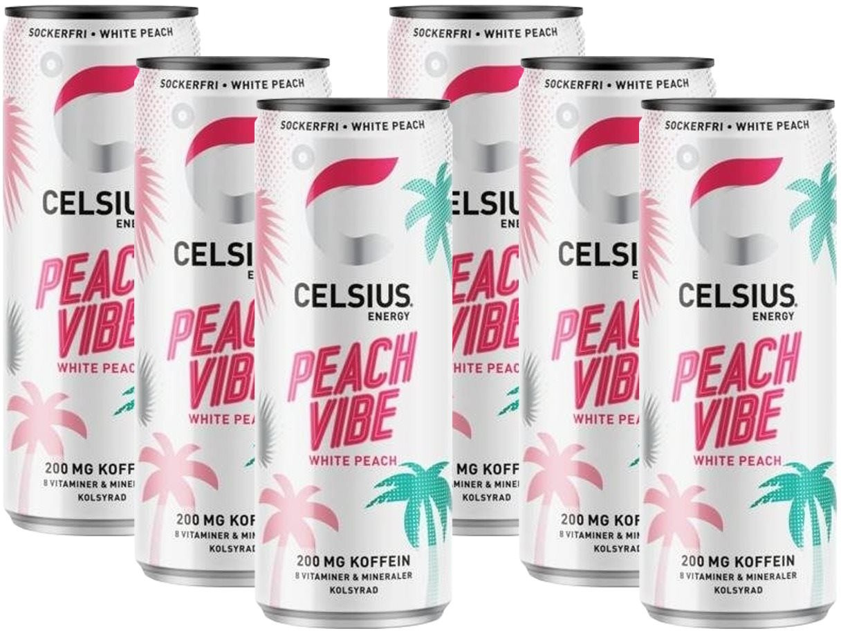 Celsius Peach Vibe - Peach - 6 x 355 ml