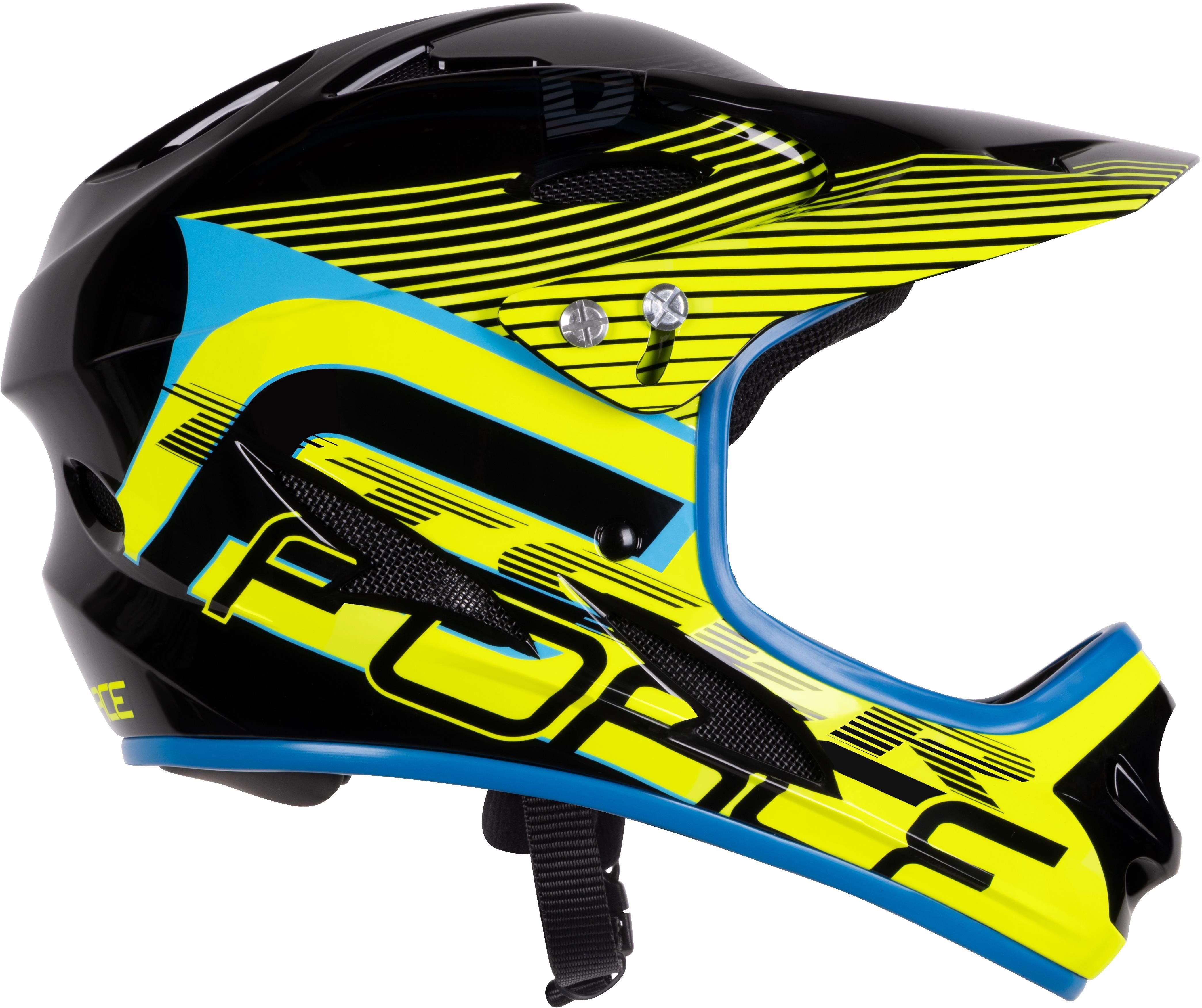 Force Tiger přilba downhill, črn-fluo-Modrá S-M
