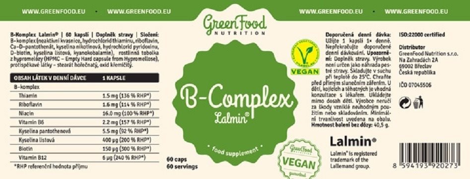 GreenFood Nutrition B-Komplex Lalmin