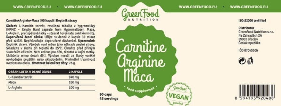 GreenFood Nutrition Carnitin Arginin Maca