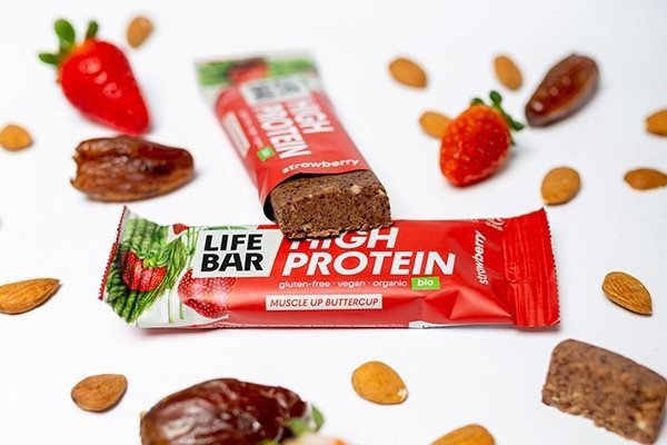 Proteinová tyčinka LIFEFOOD LIFEBAR Protein tyčinka jahodová BIO 40 g