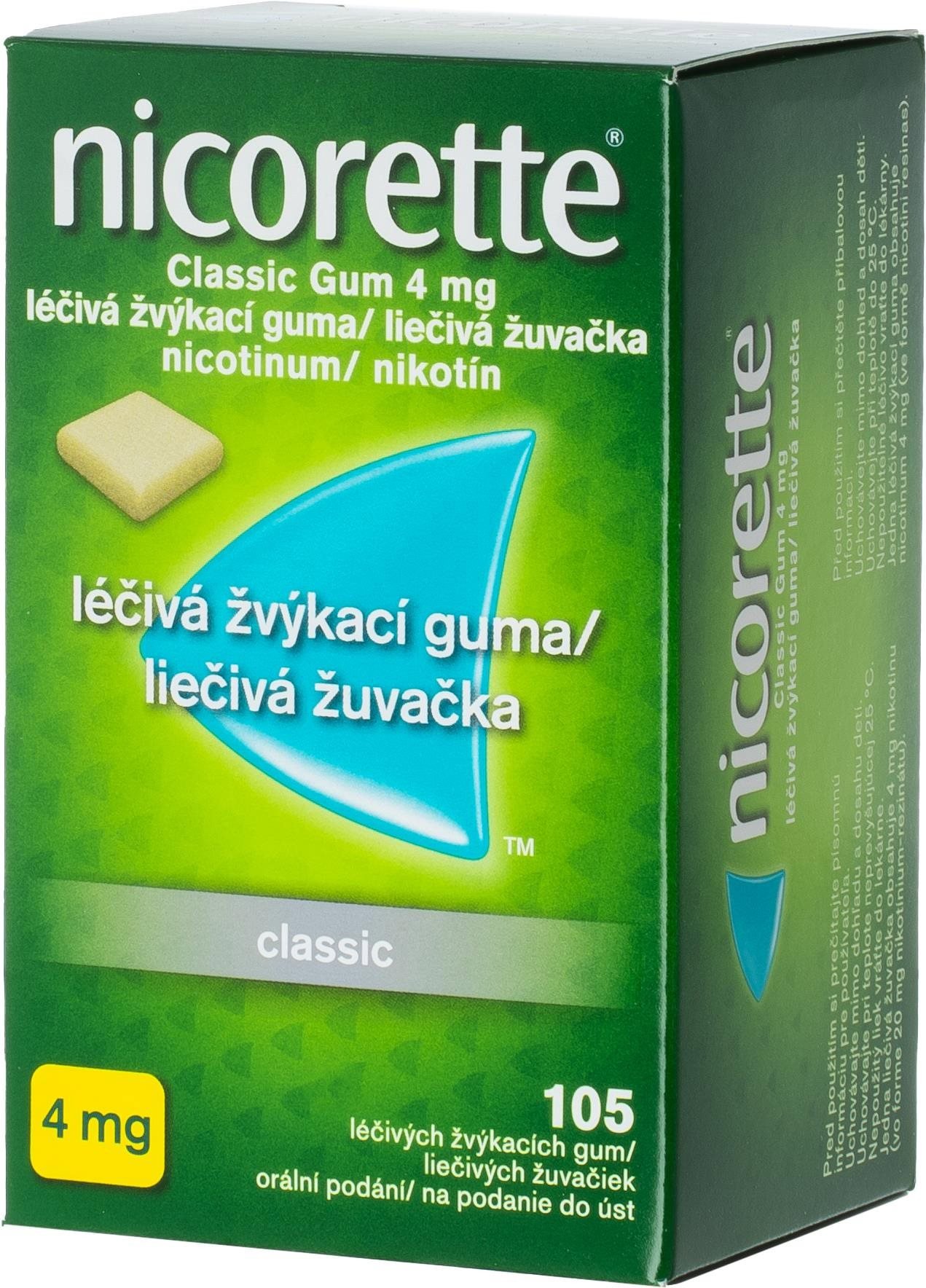 Registered medicinal product Nicorette Classic Gum 2 mg medicinal chewing gum 105 chewing gum
