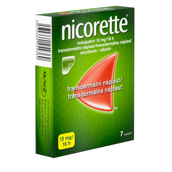 Registered medicinal product Nicorette Invisipatch 15 mg/16 h transdermal patch 7 pcs