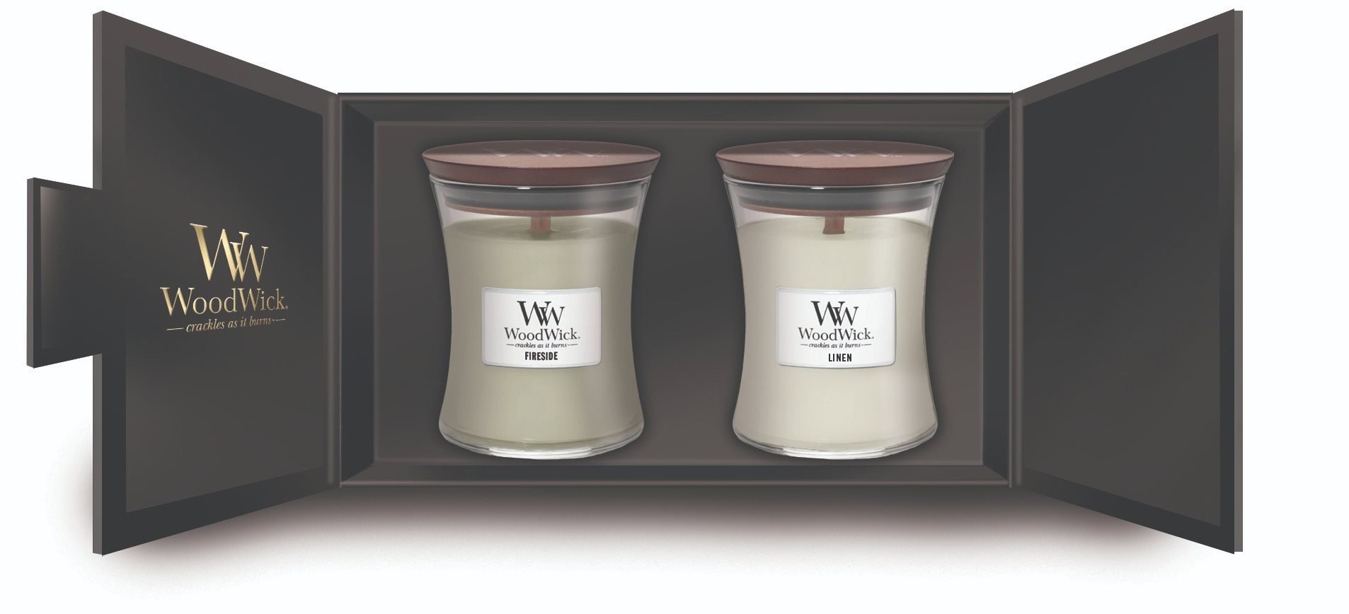 Sada svíček WOODWICK dárkový set 2× střední svíčka