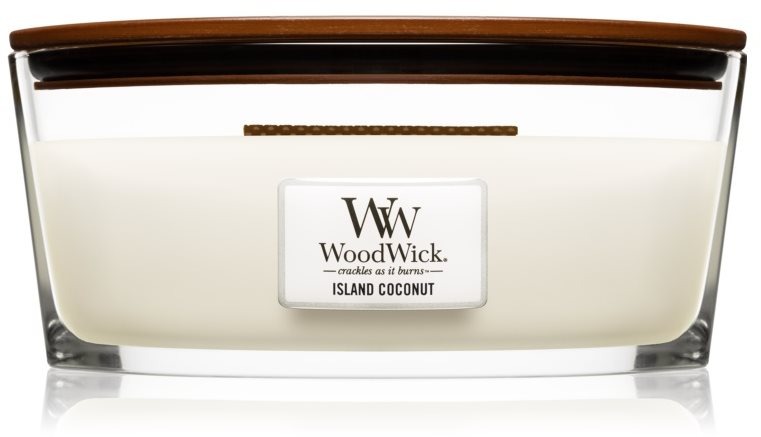 Svíčka WOODWICK Island Coconut Hearthwick Candle 453,6 g