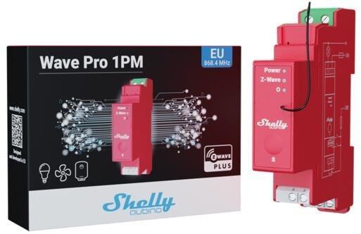 Merač spotreby Shelly Wave 1PM, spínací modul na DIN lištu, meranie spotreby, Z-Wave