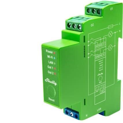 Lighting Dimmer Shelly Pro two-channel dimmer for DIN rail, WiFi, LAN