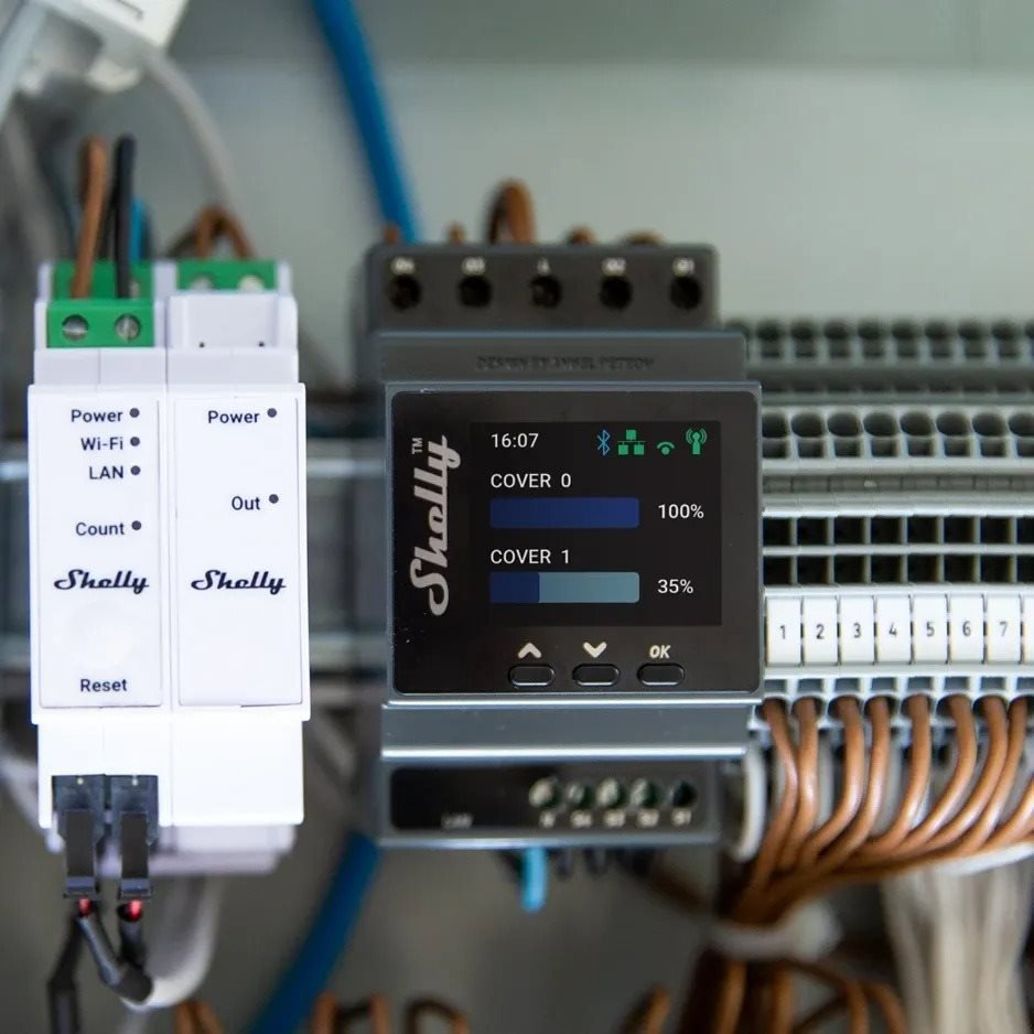 Controller Shelly Pro Dual Cover PM, roller shutter module for DIN rail, WiFi, LAN