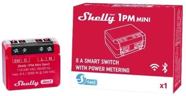 Spínač Shelly Plus 1PM Mini, spínací modul, WiFi, Gen3