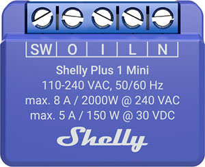 Spínač Shelly Plus 1 Mini, spínací modul, WiFi, Gen3