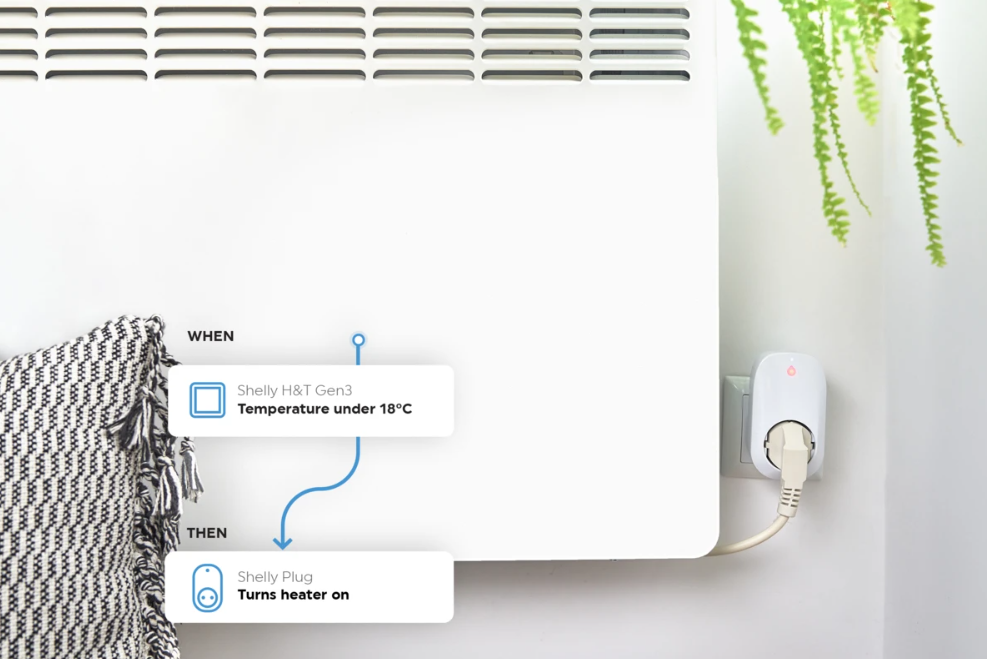 Shelly Gen3 H&T detector, battery operated temperature and humidity sensor with display, WiFi, white