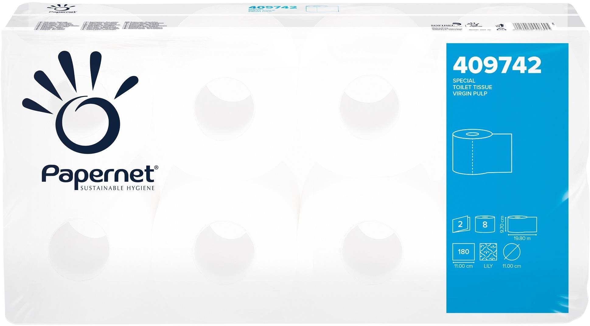 TOPA138 PAPERNET Toaletní Papír celulóza 180 útržků 409742 8 ks
