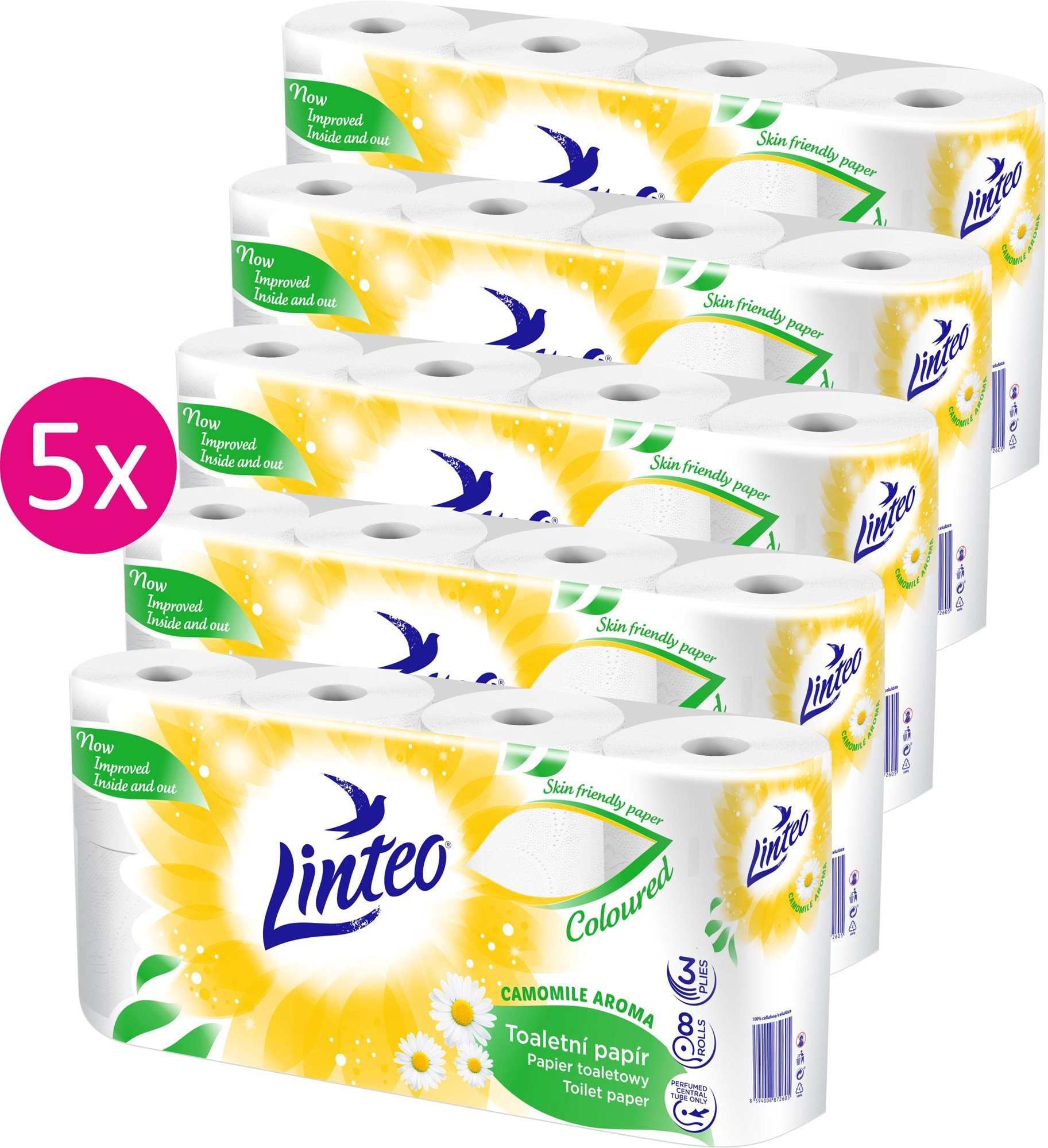 Toilet paper LINTEO Camomile (5×8 pcs)