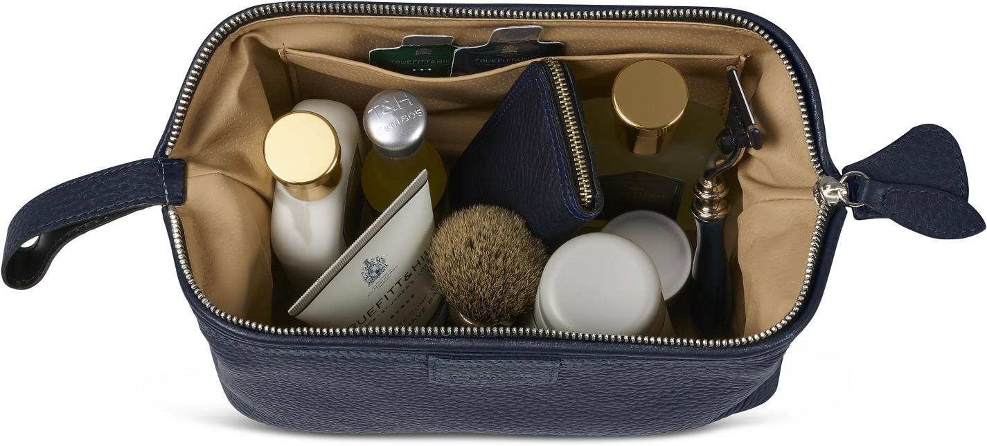 Truefitt & Hill Gentleman's Washbag, kožená kosmetická taška modrá