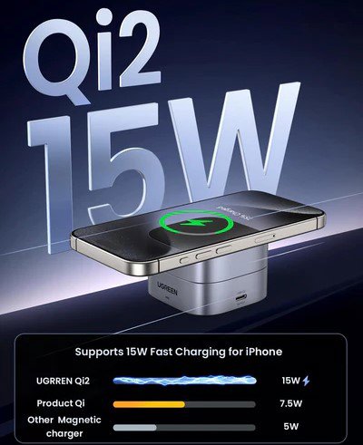 Nabíječka do sítě Ugreen 2-in-1 Magnetic Wireless Charger