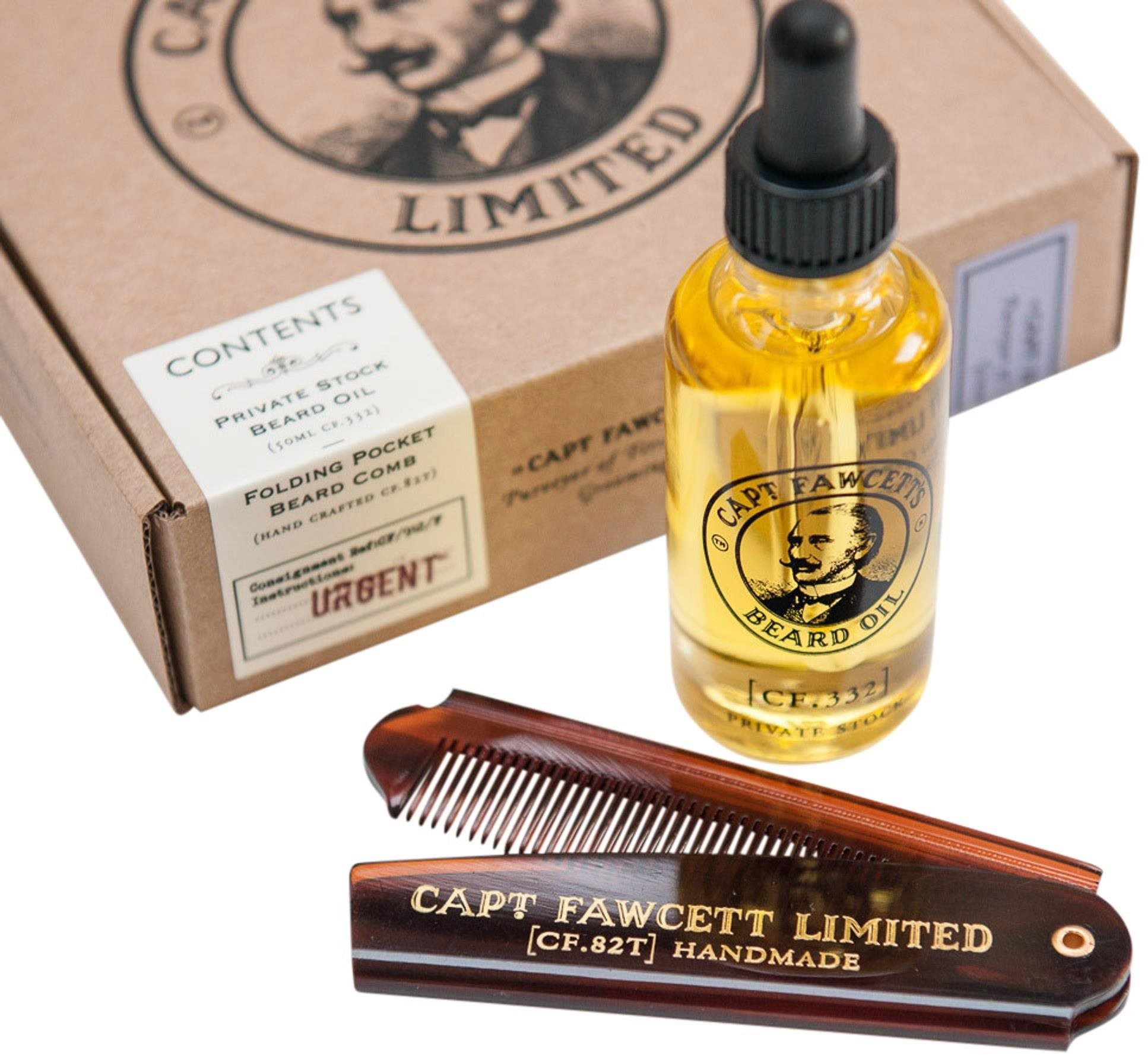 CAPTAIN FAWCETT Gift Set Private Stock Beard Oil & Brush 50 ml