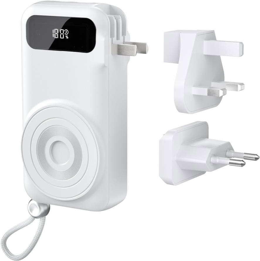 Powerbanka Vention 5-in-1 10000mAh Travel Power Bank 22.5 W White LED Display Type