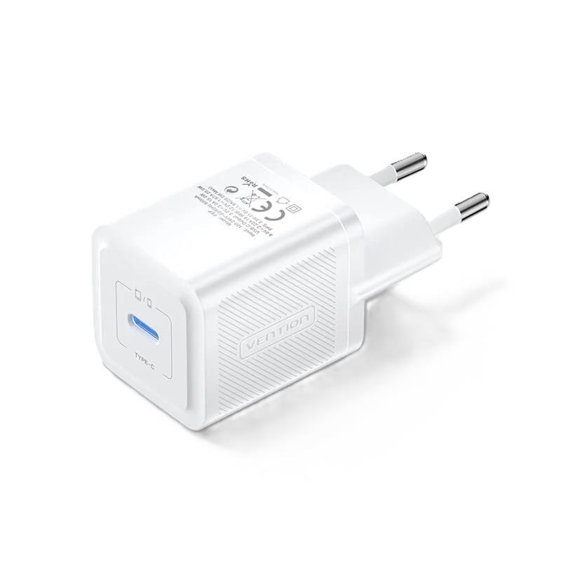 Hálózati töltő Vention 1 portos USB-C GaN töltő (20 W) EU-csatlakozó fehér