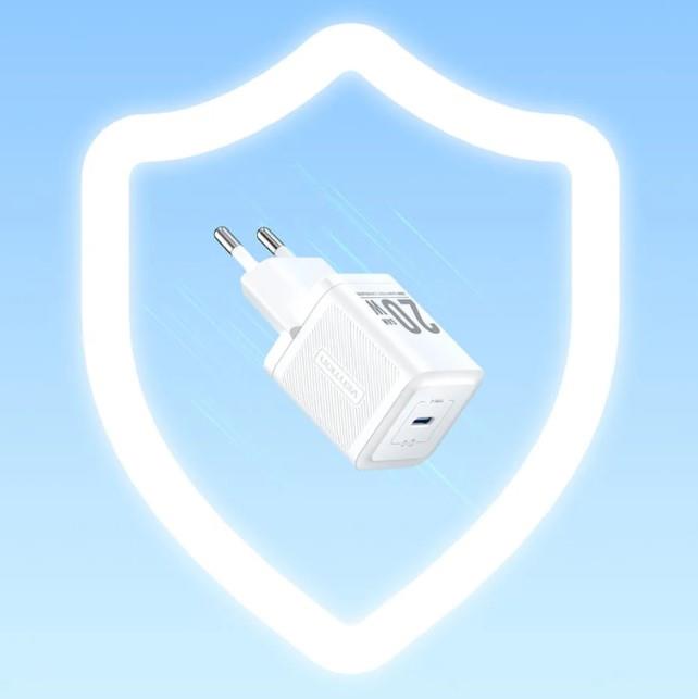 Nabíjačka do siete Vention 1-Port USB-C GaN Charger (20W) EU-Plug Black