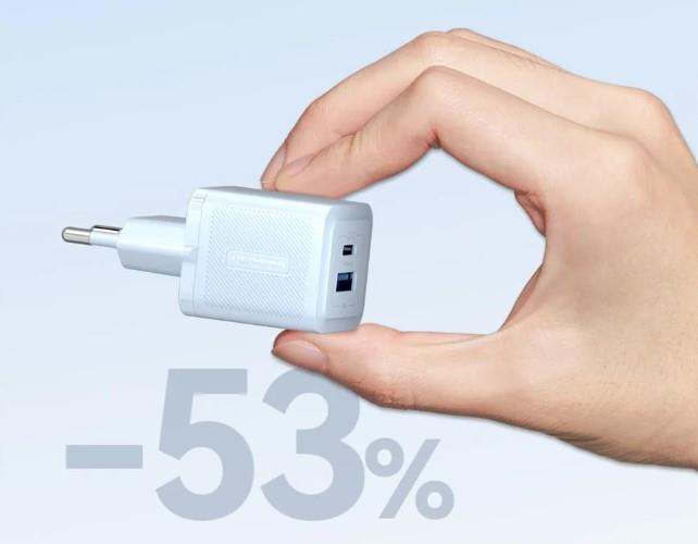 Nabíječka do sítě Vention 2-Port USB (C + A) GaN Charger (30W/30W) EU-Plug Black