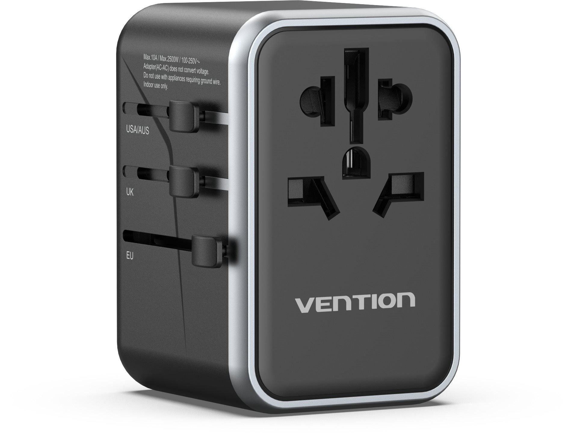 Netzwerkladegerät Vention 4-Port USB (C + C + A + A) GaN Universal Travel Adapter (65W/65W/60W/5W) Black