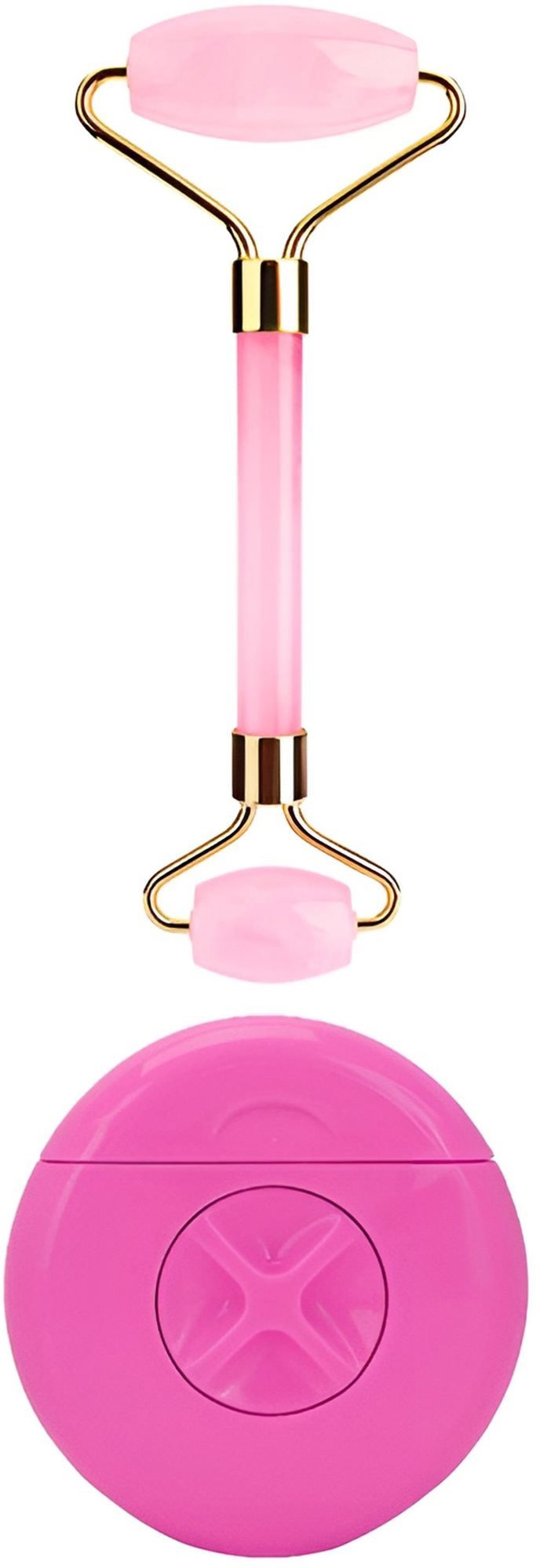 Face Roller Verk Masážní váleček Jade Roller s holícím strojkem 3 v 1 růžový