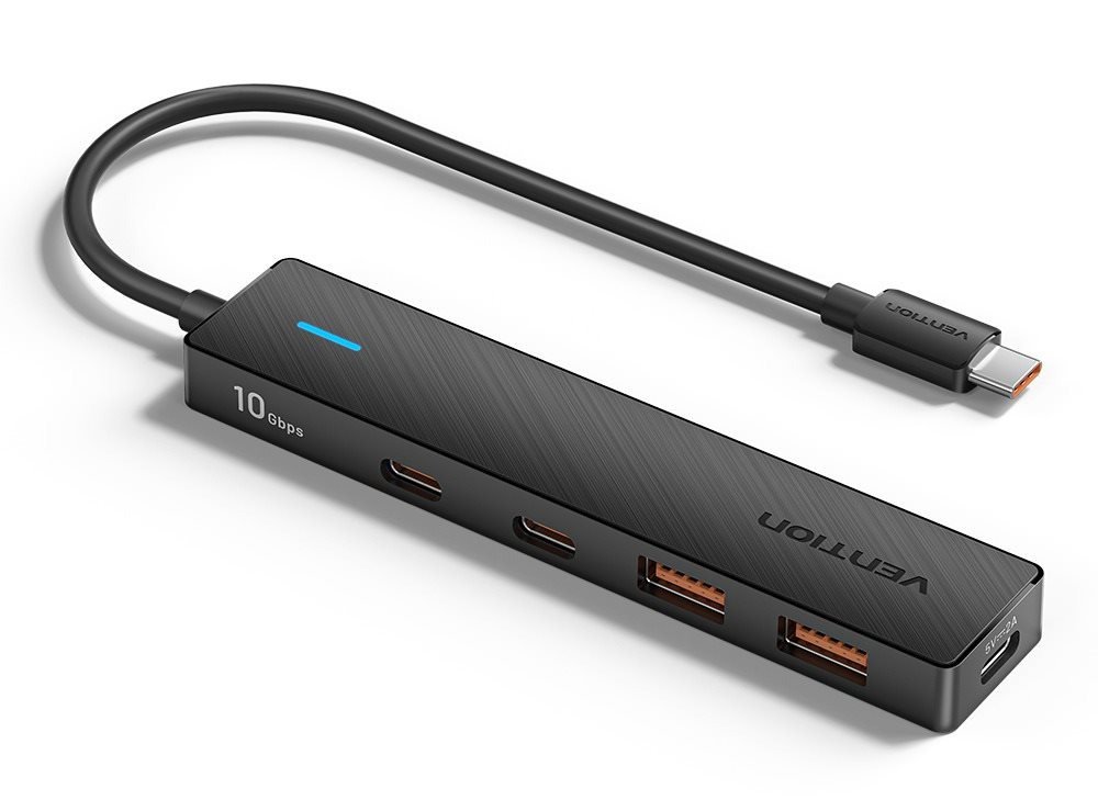 USB Hub Vention 5-in-1 USB-C to 3 x USB-C / 2 x USB 3.2 Gen 2 10G Hub 0.15M Black