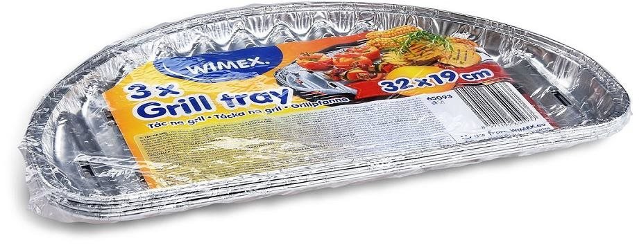 Grilovací podložka Wimex Tác ALU na gril půlkulatý 32,5 × 19 cm, 3 ks