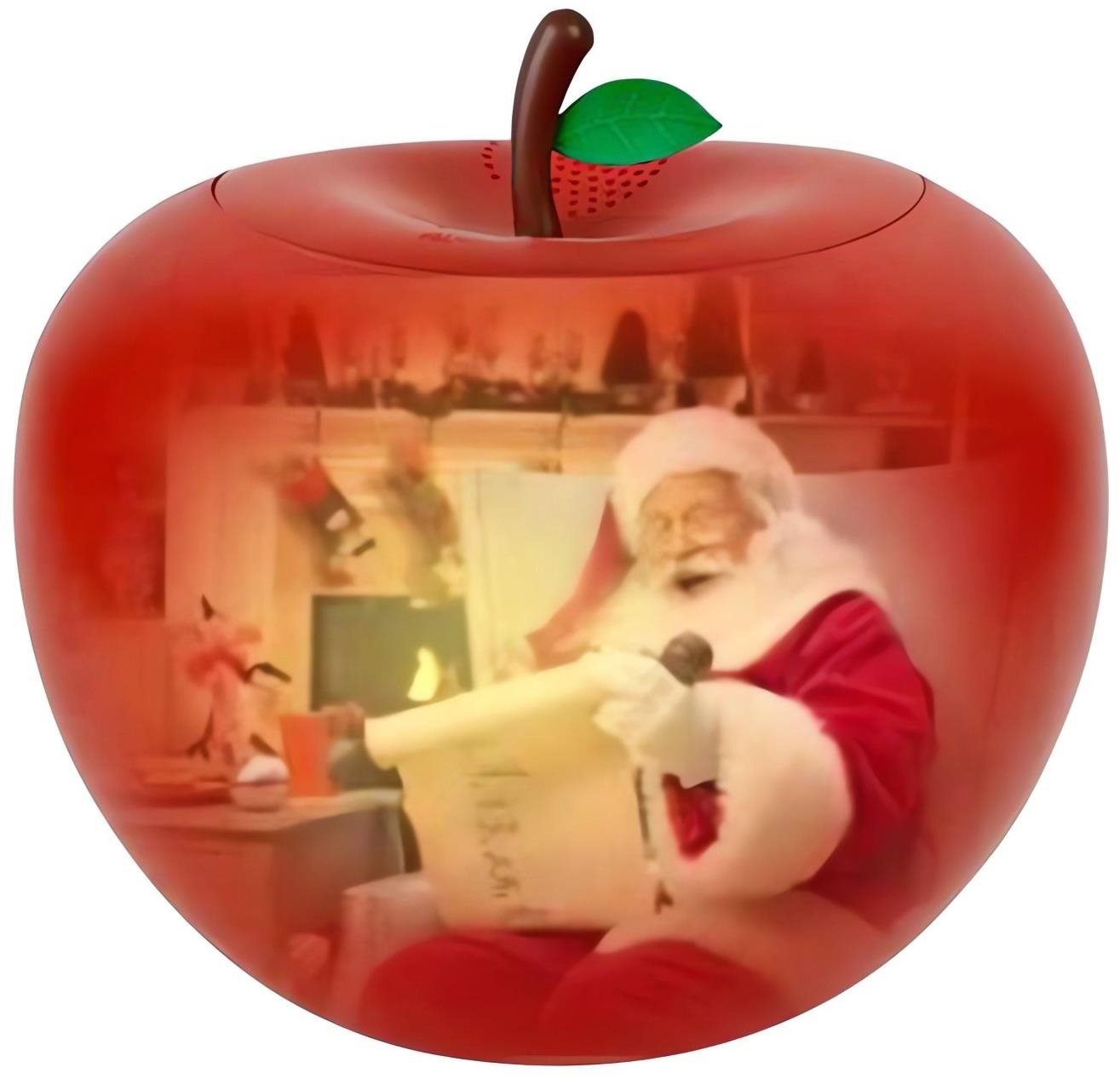 Projector of animated images of Christmas carols in an apple