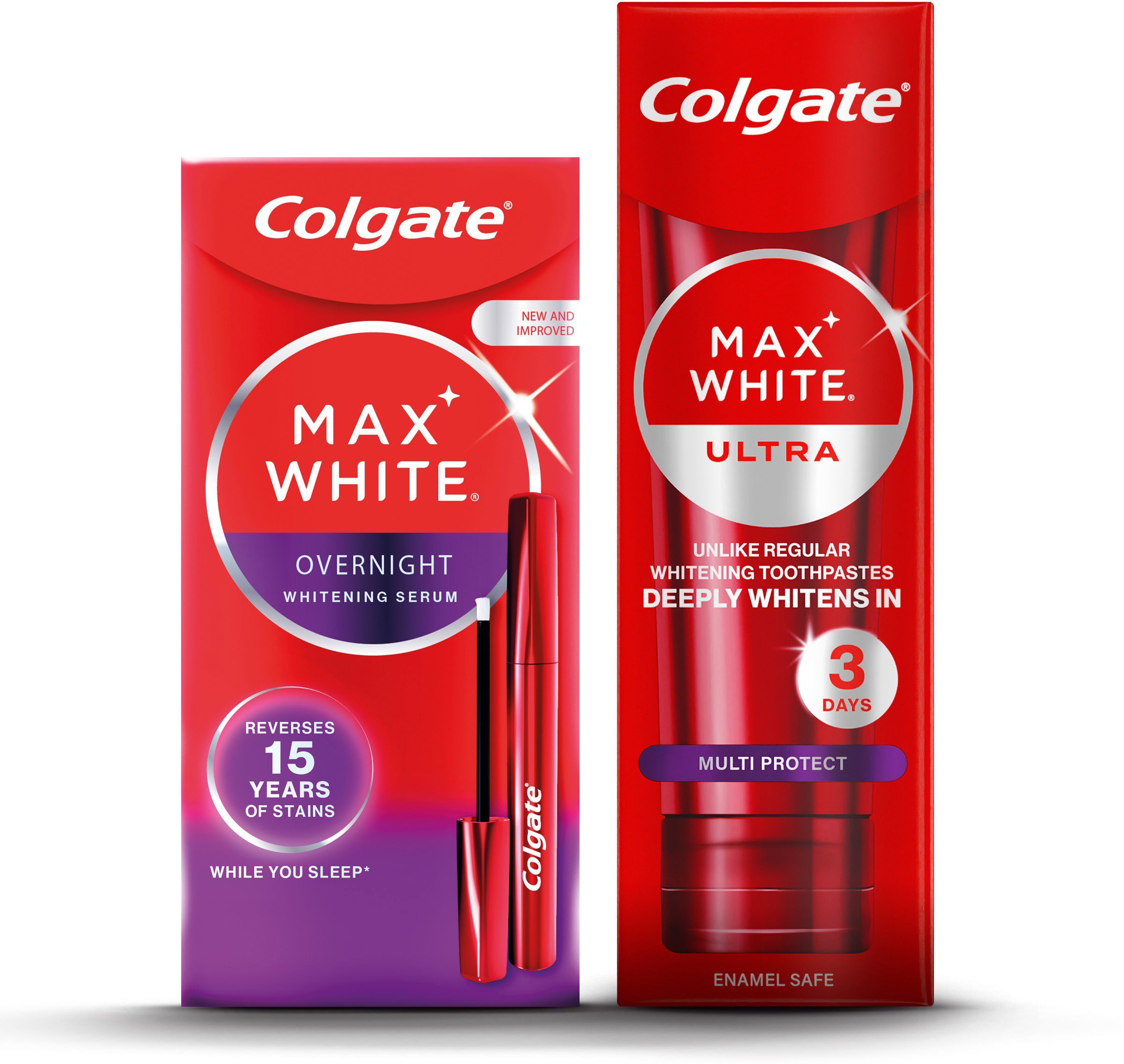 Bělič zubů COLGATE Max White Set Overnight serum + Multiprotect pasta 50 ml