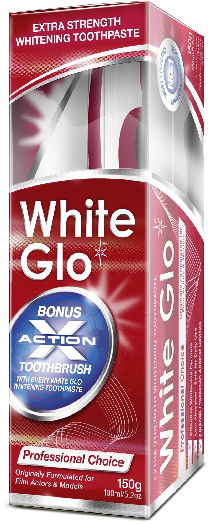 Sada pro dentální hygienu WHITE GLO Professional Choice 150 g + zubní a mezizubní kartáček