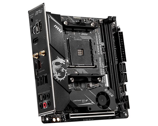 Motherboard MSI MPG B550I GAMING EDGE MAX WIFI Seitlicher Anblick