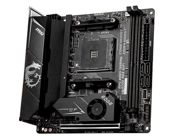 Motherboard MSI MPG B550I GAMING EDGE MAX WIFI Seitlicher Anblick