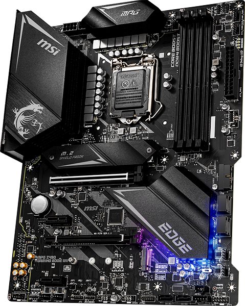 Motherboard MSI MPG Z490 GAMING EDGE WIFI Lateral view
