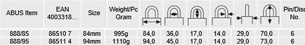 Visiaci zámok ABUS 888/85 ...