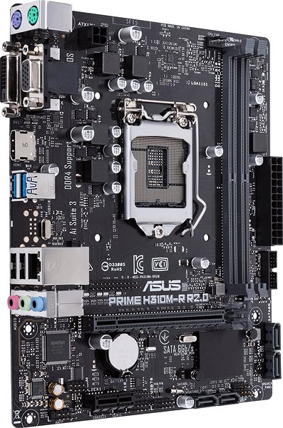 Motherboard ASUS PRIME H310M-R R2.0 Lateral view