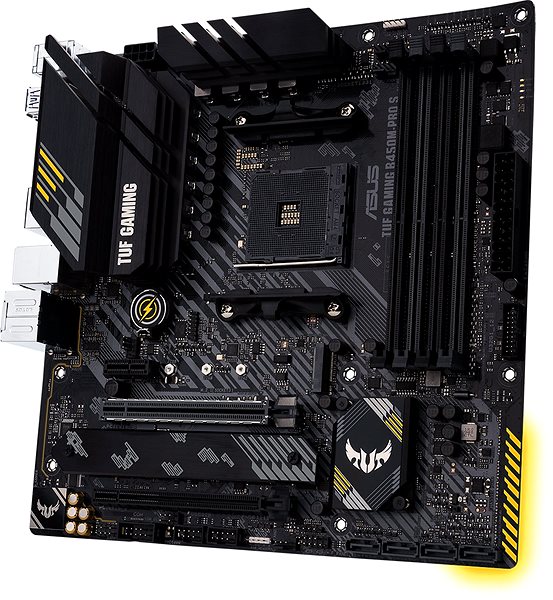 Motherboard ASUS TUF GAMING B450M-PRO S Seitlicher Anblick
